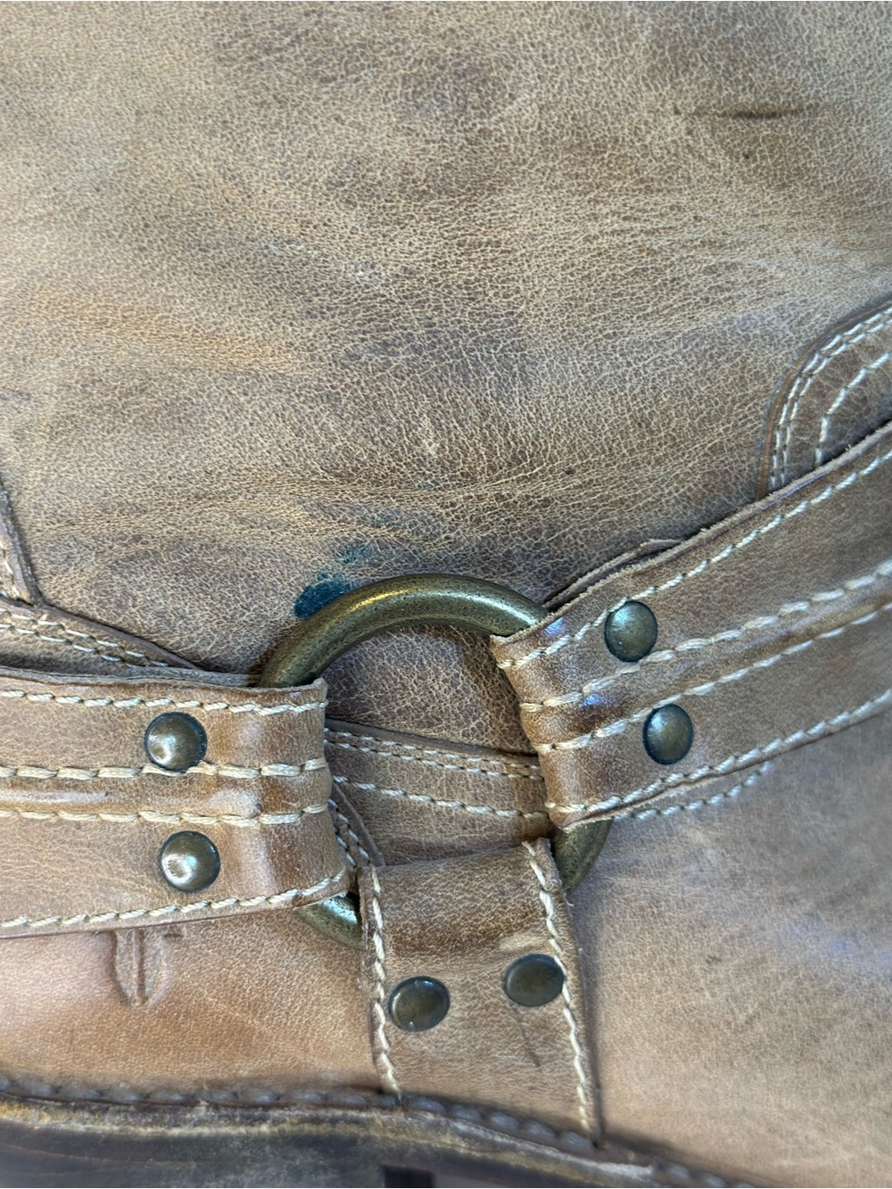 Frye Women's tan Carmen Leather Harness mid calf short Boots 6.5 - Picture 8 of 10